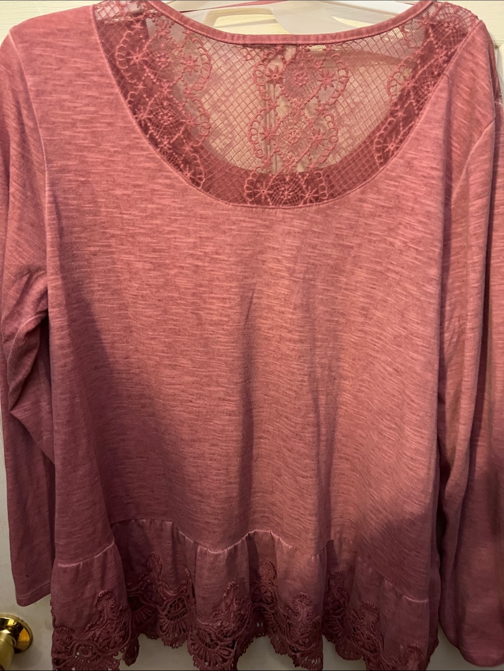Style & Co. Dusty Rose Lace-Trim Long Sleeve Tunic - Picture 2 of 2